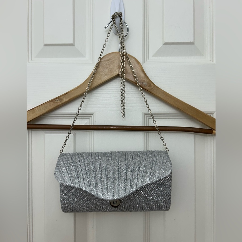 SHEIN Shimmering Silver Clutch